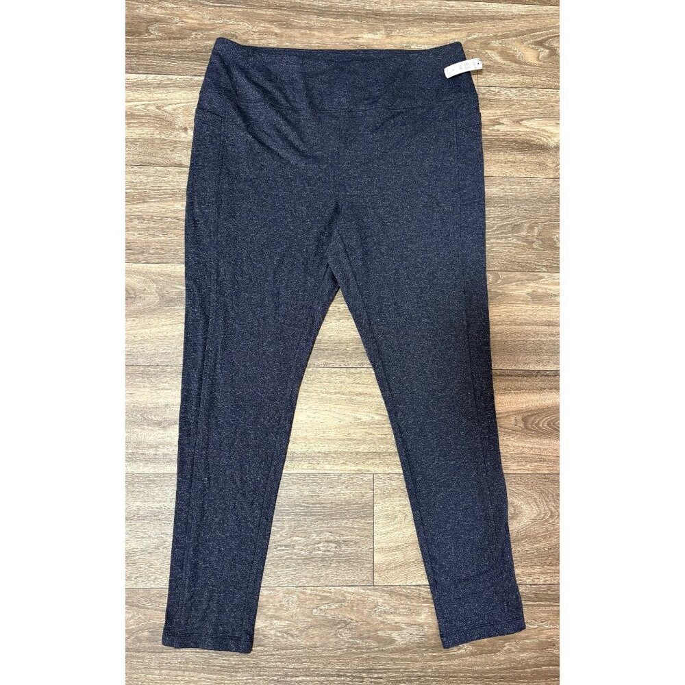 NEW T BY TALBOTS LEGGING WOMENS XL BLUE HIGH WAIST TEXTURED SLIP POCKETS SPORT